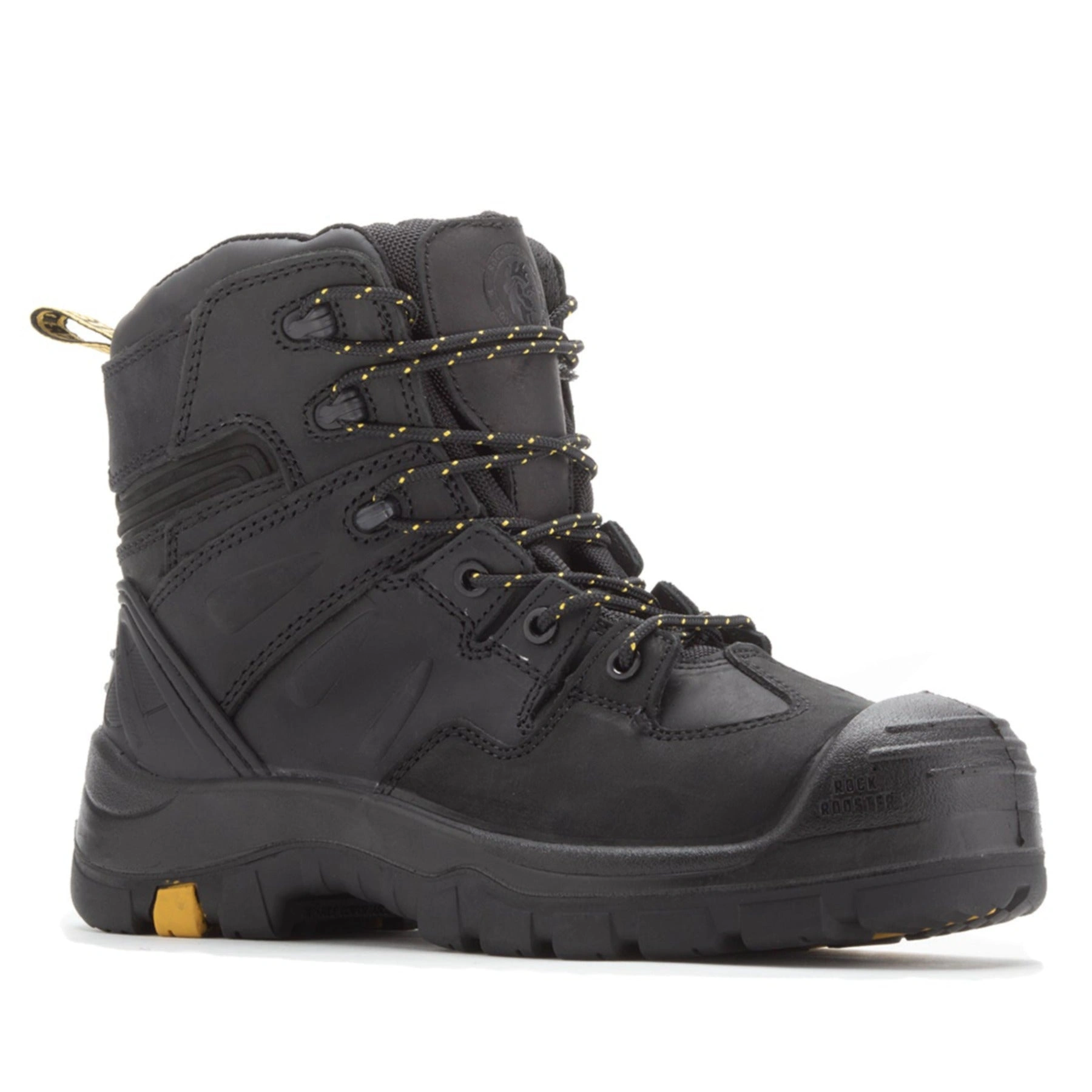 ROCKROOSTER Woodland Schwarz: Unzerstörbare Leder-Arbeitsstiefel mit Stahlkappe. Dein bester Freund auf der Baustelle!