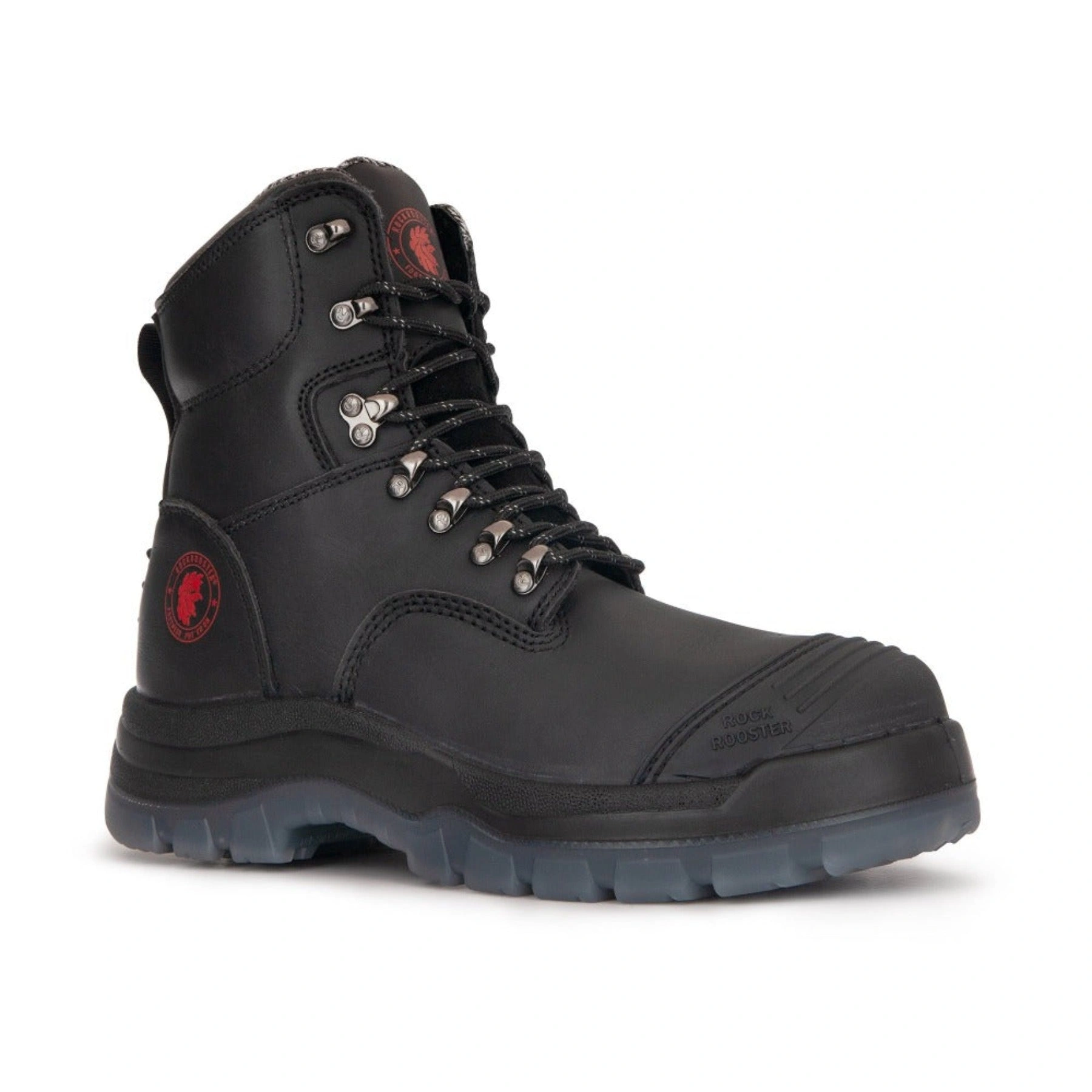ROCKROOSTER Kensington Schwarz 7 Zoll Reißverschluss Stahlkappe Leder Arbeitsstiefel AK245Z Deine Füße verdienen das Beste Robuste Stiefel für Profis